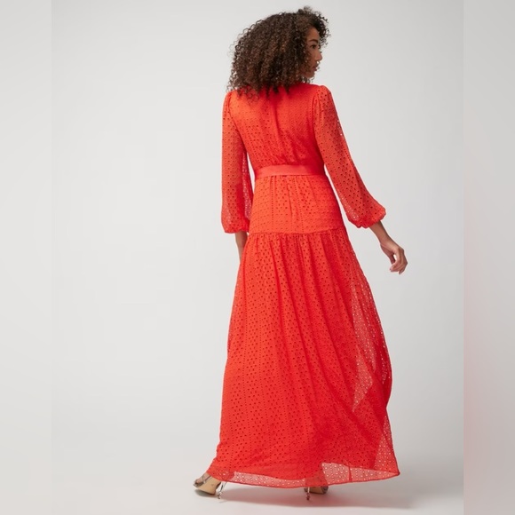 NWT WHBM Long-Sleeve Eyelet Maxi Dress - Picture 4 of 5